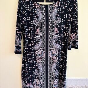 White House Black Market Black Sheath Dress with Cuffed Sleeves